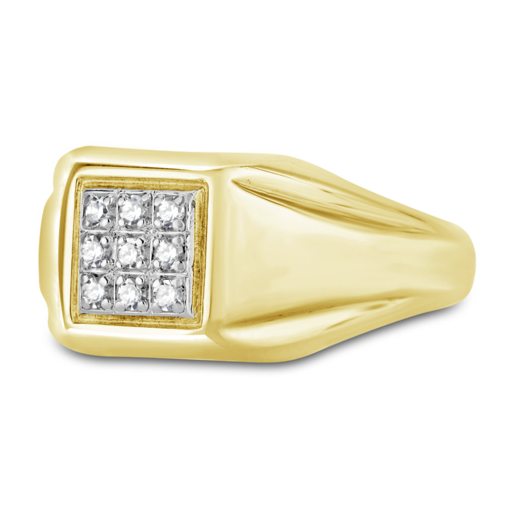 signet yellow gold mens ring with diamonds