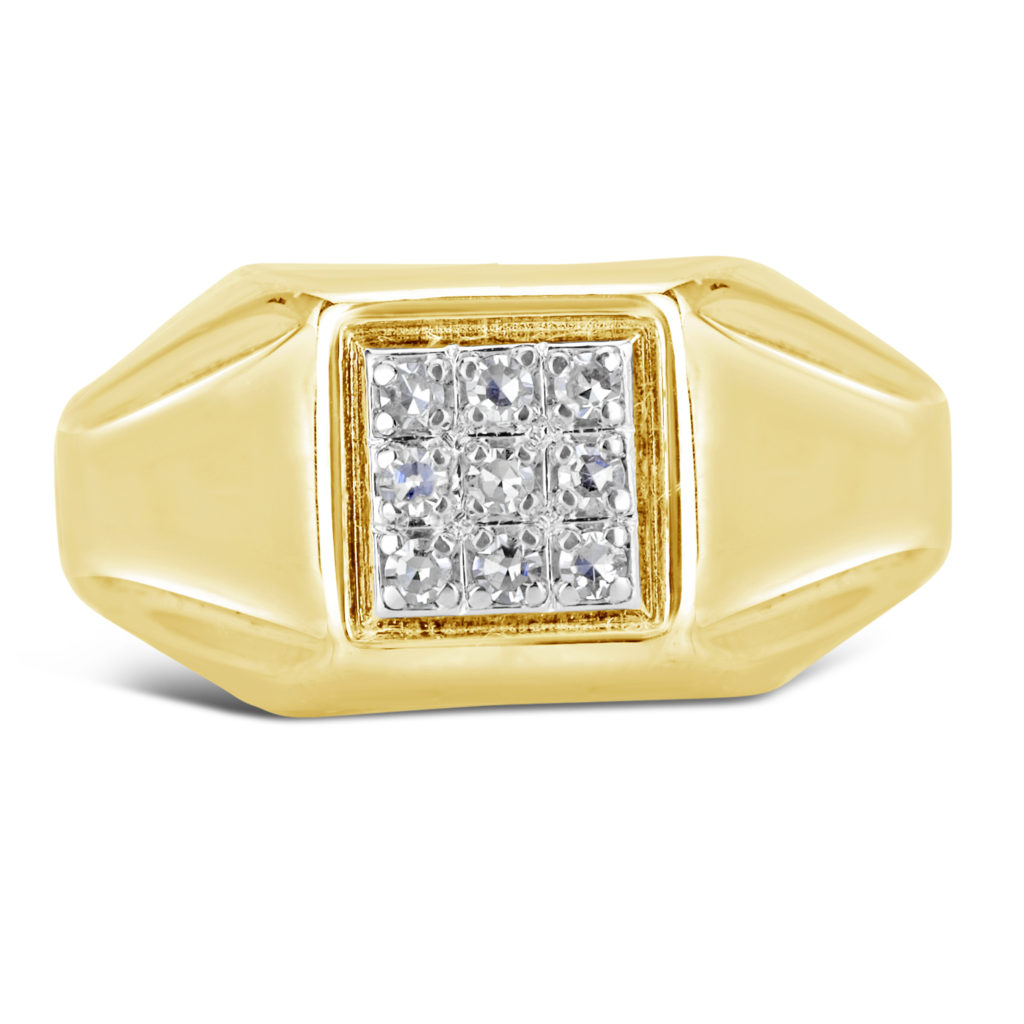 signet yellow gold mens ring with diamonds