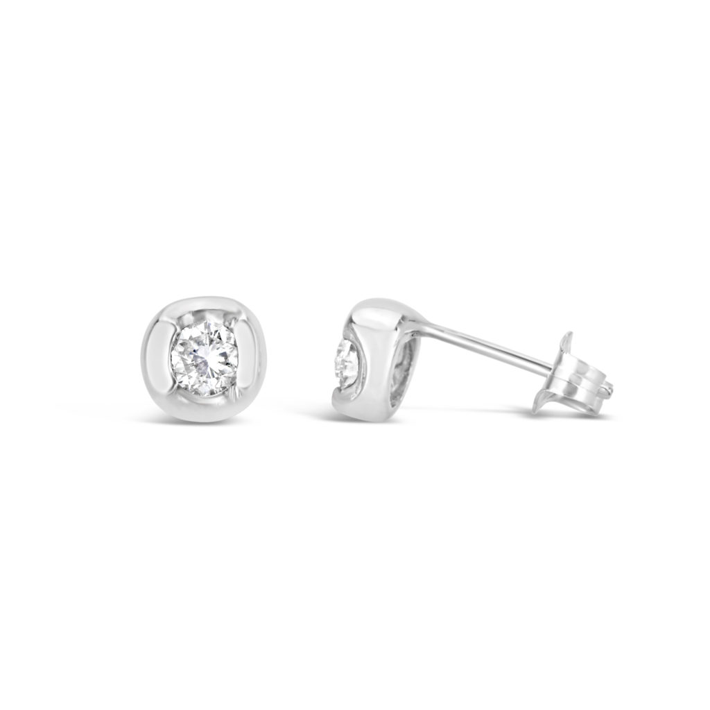 14k white gold earrings diamond stud earrings moon earrings