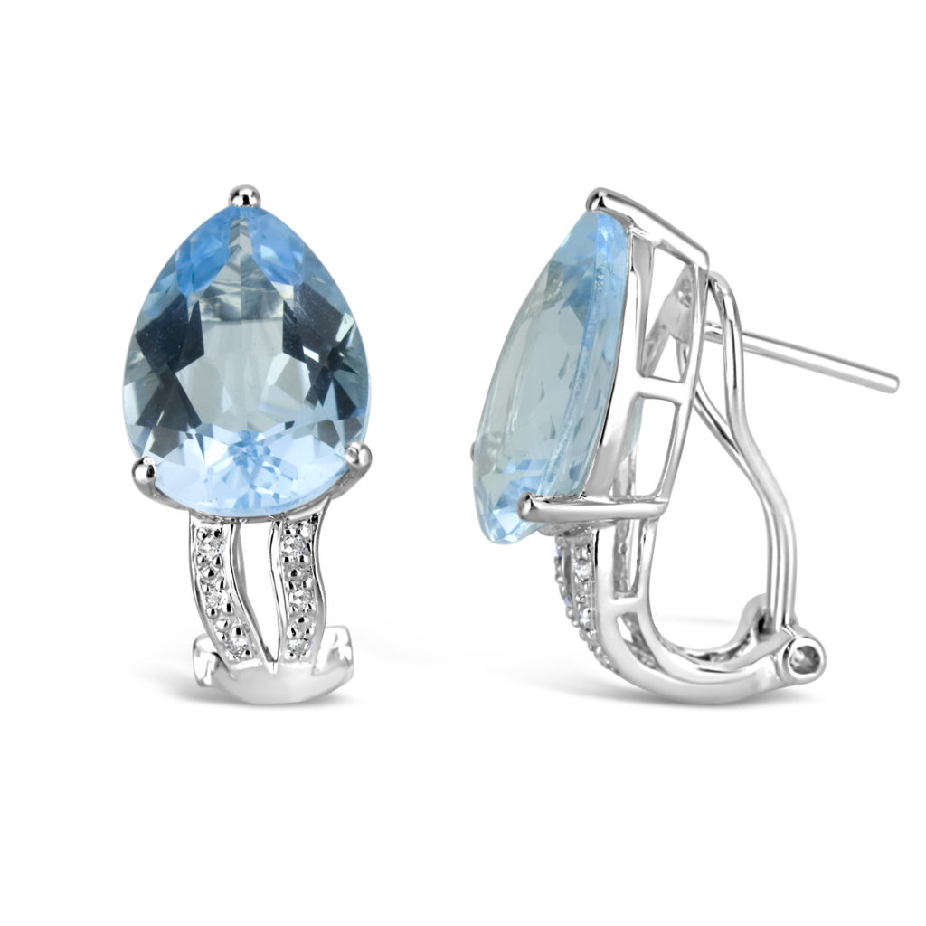 pear shape blue topaz earrings diamond and blue topaz stud earrings blue topaz and diamond drop earrings
