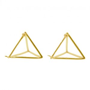 Silver Yellow Gold Plated Prism Studs