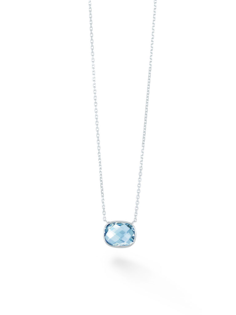 14k white gold blue topaz pendant