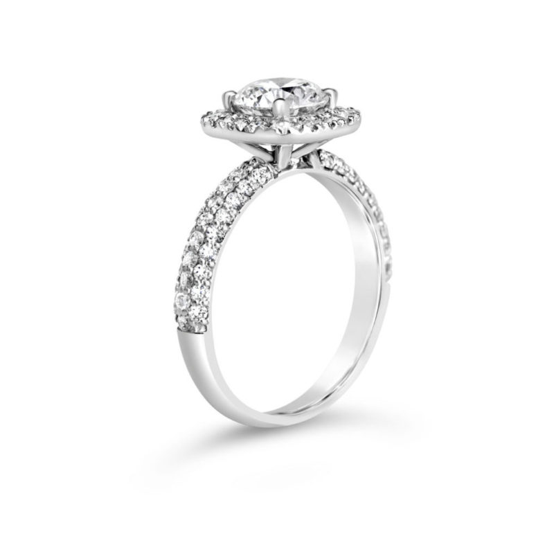 diamond halo engagement ring 14k white gold
