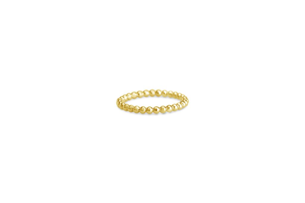 14k yellow gold beaded wedding stacking ring
