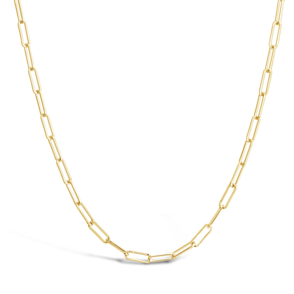 14k yellow gold paperclip chain long link chain