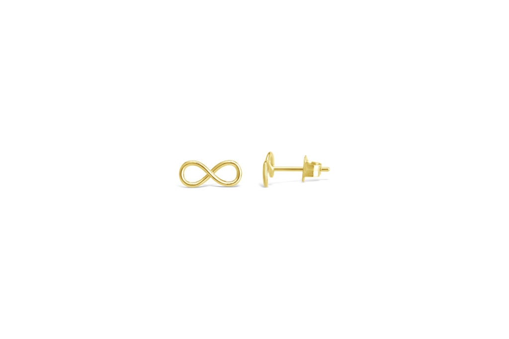 14k yellow gold infinity stud earrings