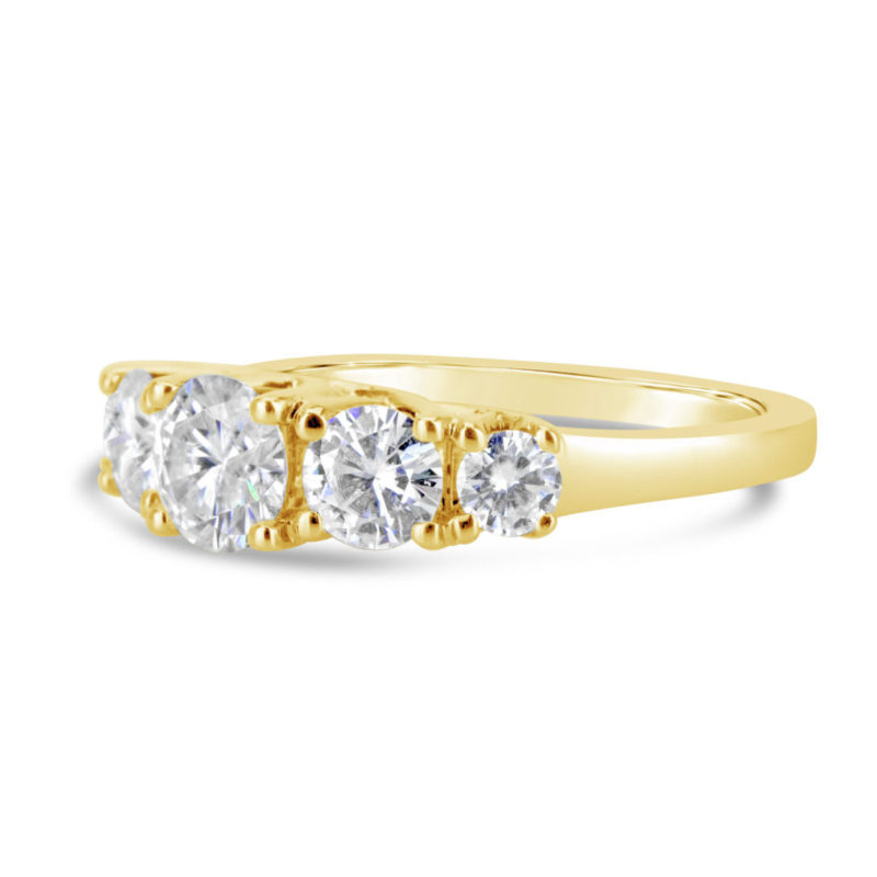five moissanite ring yellow gold