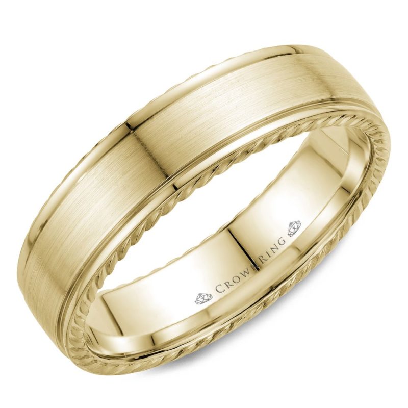 CrownRing wedding band with rope sides