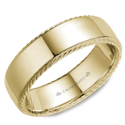 CrownRing wedding band with rope sides