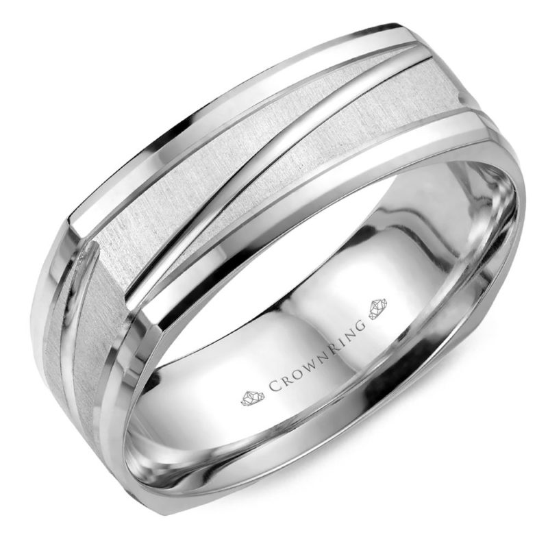 CrownRing rounded square wedding band