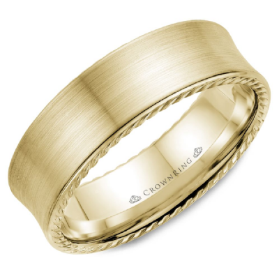 CrownRing matte wedding band with rope sides