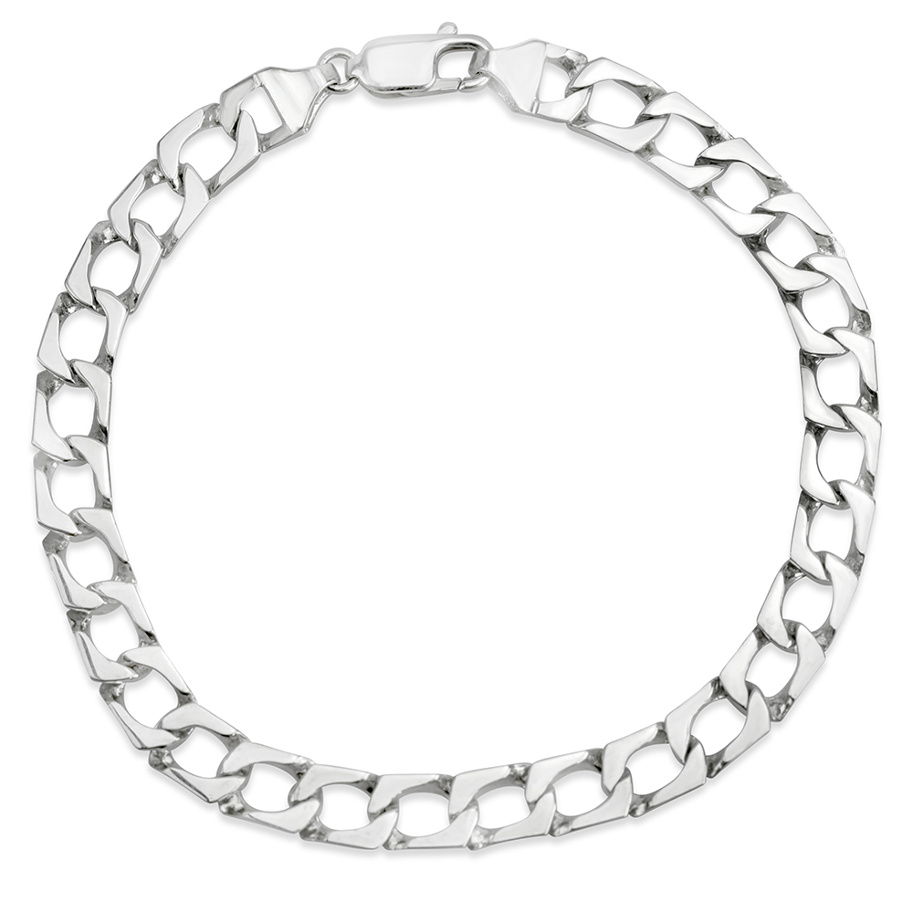 White Gold Rounded Curb Bracelet | Edwards & Davies Jewellers
