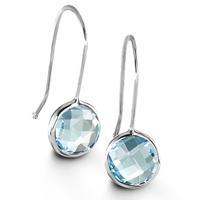 White Gold Small Blue Topaz Drop Earrings | Edwards & Davies