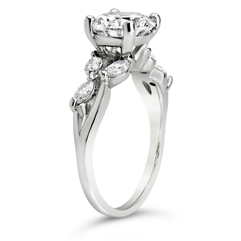 solitaire engagement ring nature inspired round diamond white gold