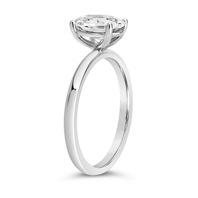 white gold oval cut diamond solitaire engagement ring thin band