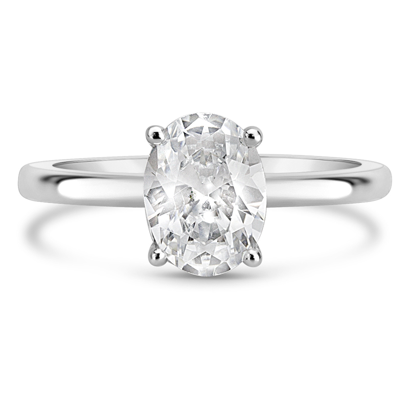 white gold oval cut diamond solitaire engagement ring