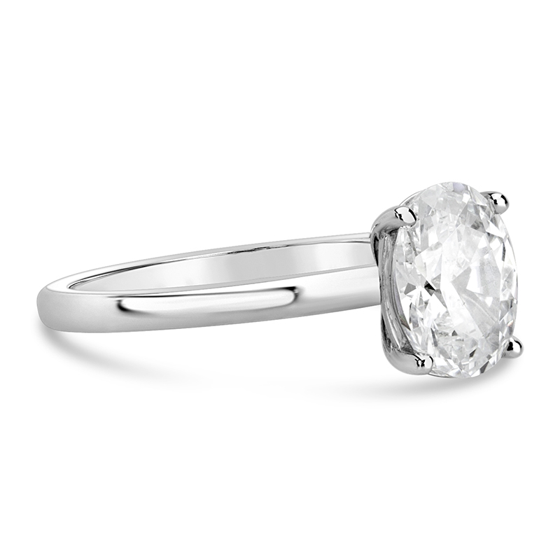 white gold oval shaped diamond solitaire engagement ring
