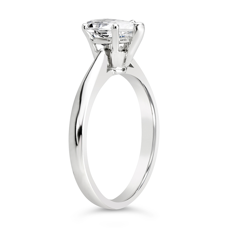 white gold pear cut diamond solitaire engagement ring thin band