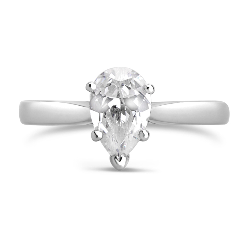 white gold pear cut diamond solitaire engagement ring
