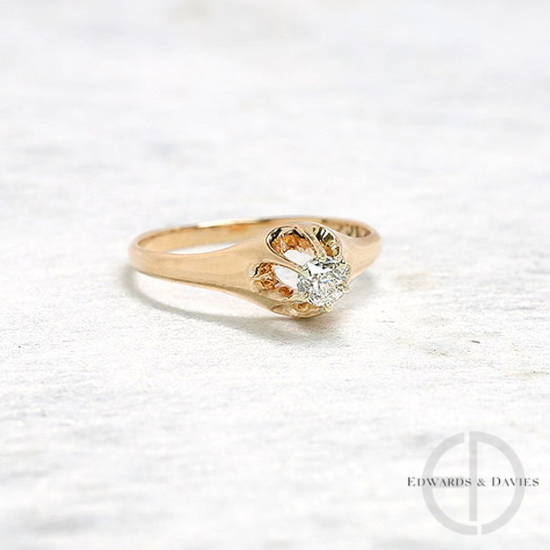 an00067 yellow gold vintage diamond solitaire ring