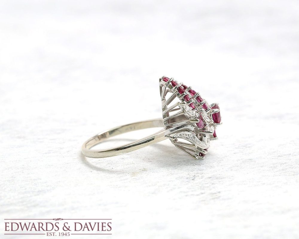 AN00069 vintage estate ruby diamond cocktail ring