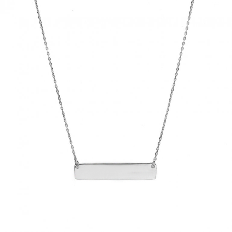 NE00220 white gold bar engravable necklace