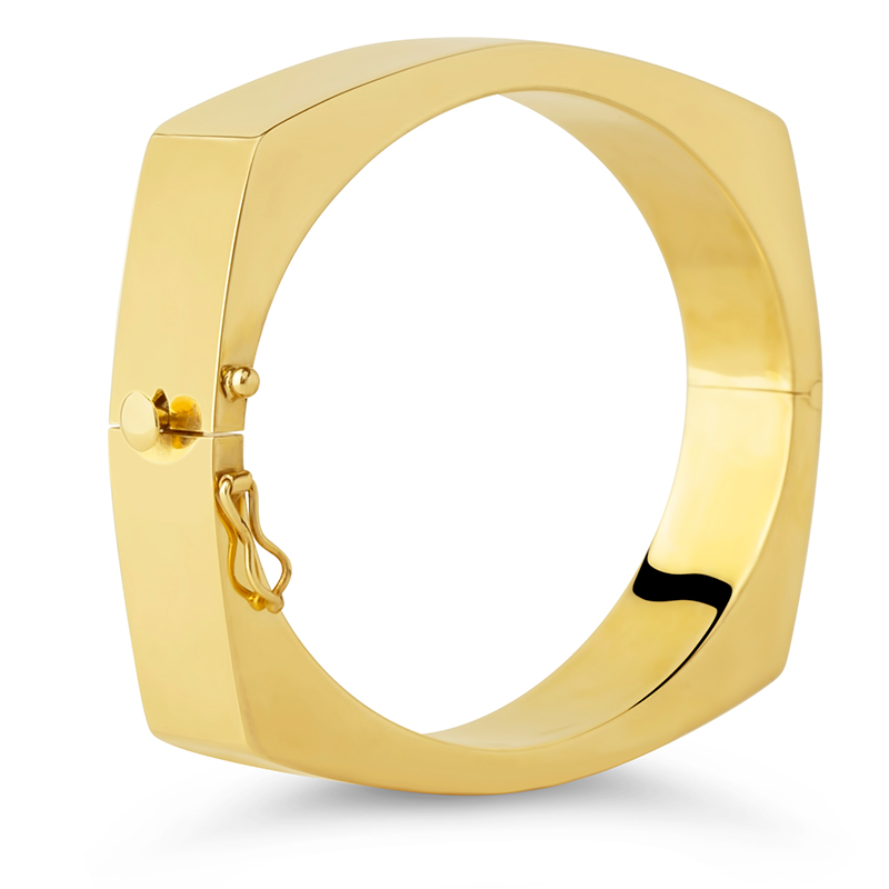 yellow gold hollow wide bangle bracelet