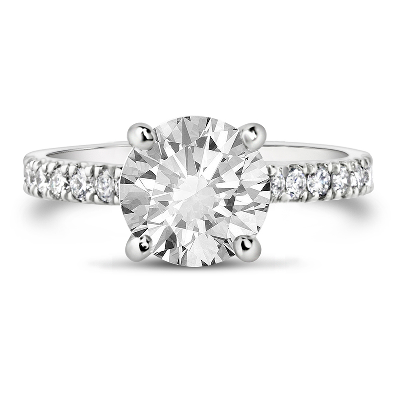 diamond collar solitaire engagement ring white gold round brilliant