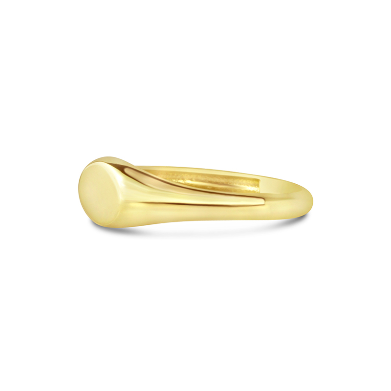 yellow gold stackable pinky signet small oval signet ring