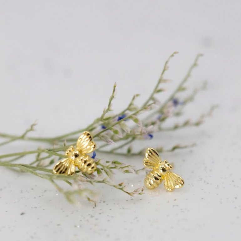 sterling silver gold vermeil bumble bee stud earrings