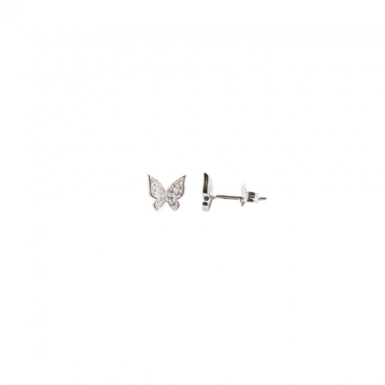 sterling silver butterfly stud earrings cubic zirconia