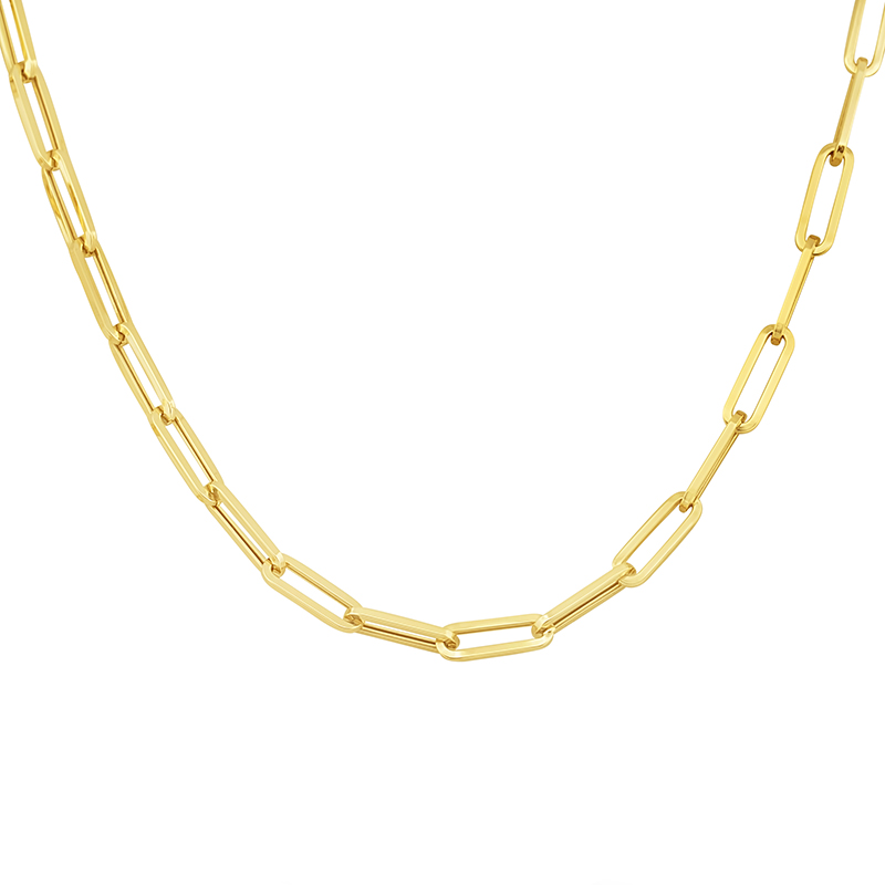 yellow gold large paperclip link chain long link chain necklace