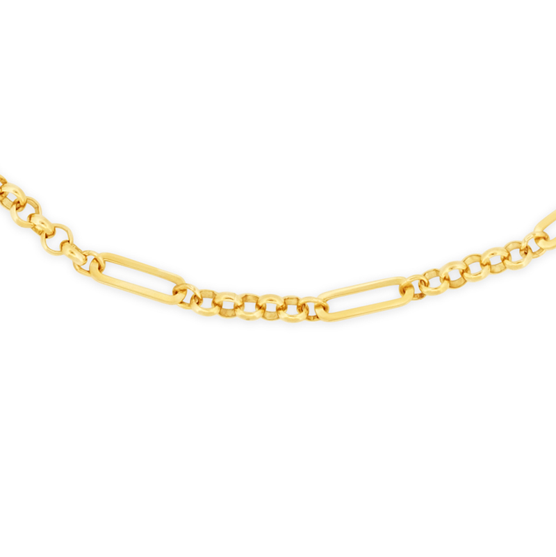 yellow gold fancy link paperclip rolo chain link bracelet