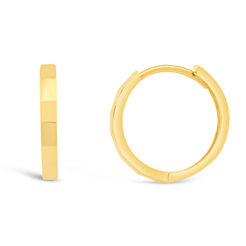 yellow gold faceted small hoop earrings