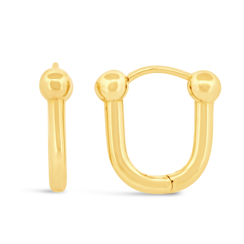 yellow gold ball oval hoop earrings