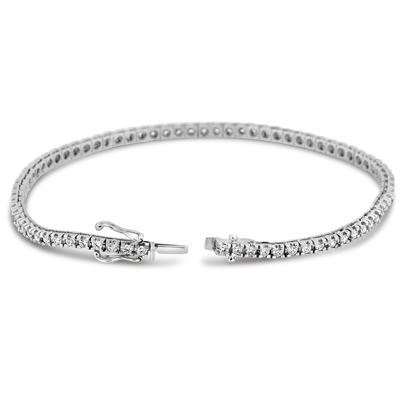 14k white gold prong set natural diamond tennis bracelet