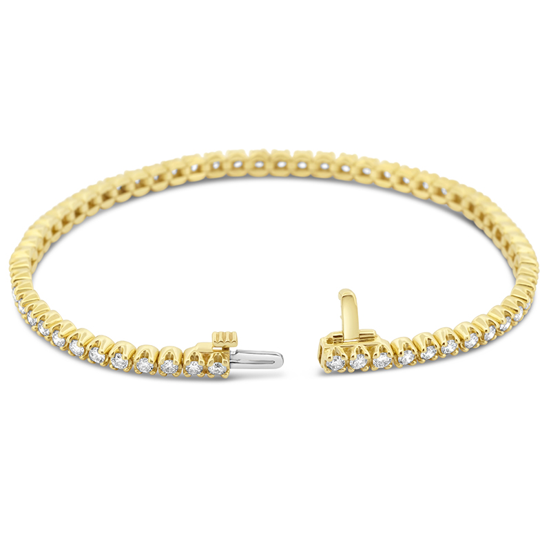 14k yellow gold prong set natural diamond tennis bracelet br00299