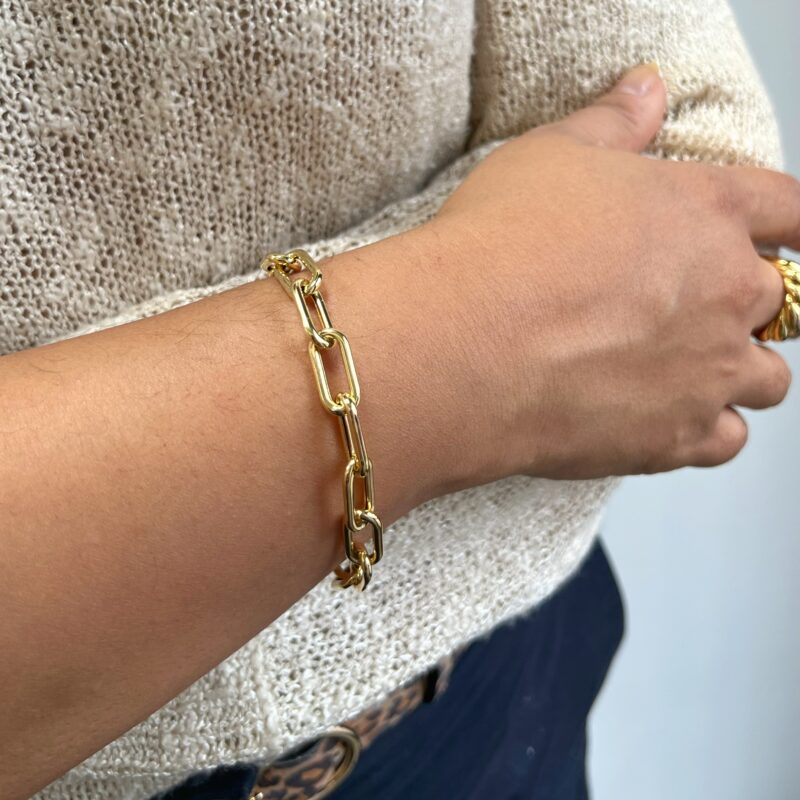 br00307 yellow gold paperclip bracelet