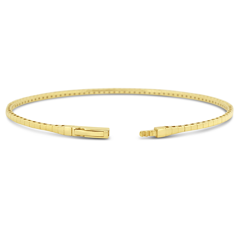 14k yellow gold prong set natural diamond flexible bangle tennis bracelet br00313