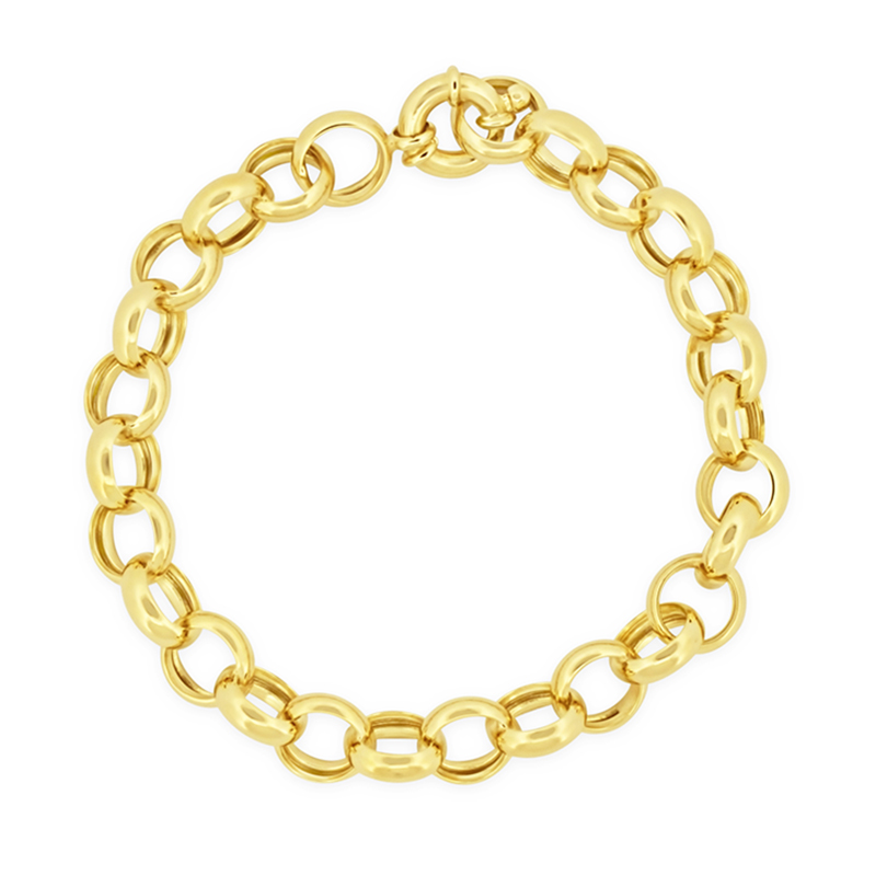 10k yellow gold large statement rolo link chain bracelet