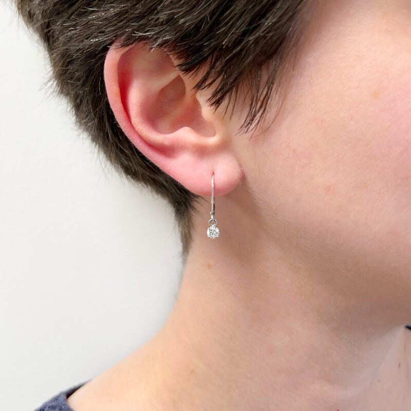 white gold diamond leverback earrings