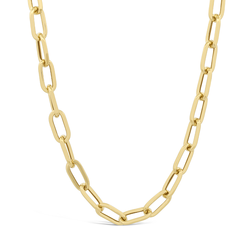 10k yellow gold hollow statement paperclip link chain necklace ne00324