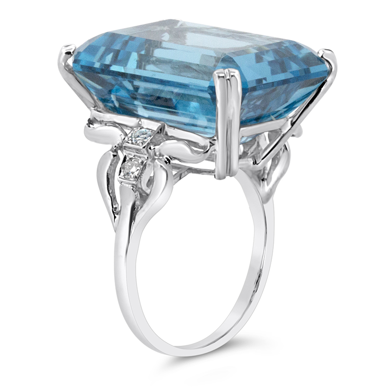 blue topaz diamond statement cocktail ring