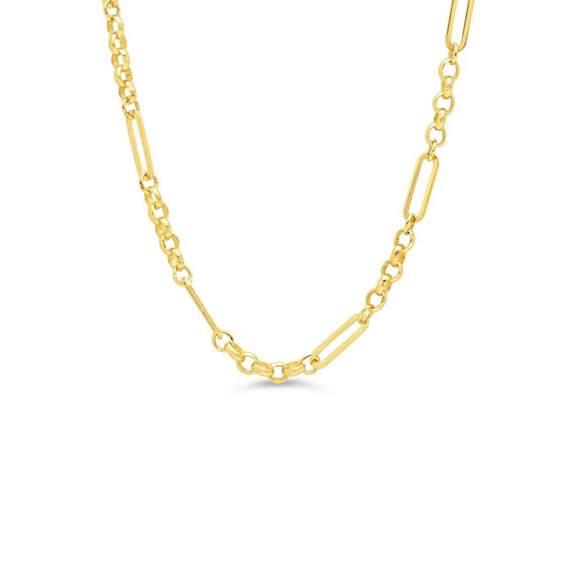 yellow gold heavy fancy link chain rolo paperclip chain