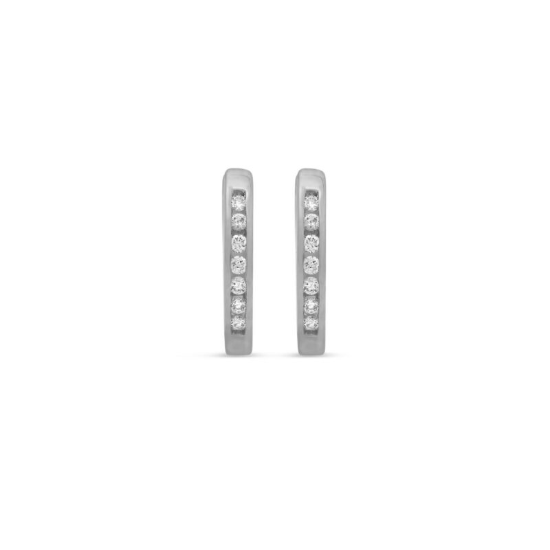 10k white gold mini diamond huggie earrings