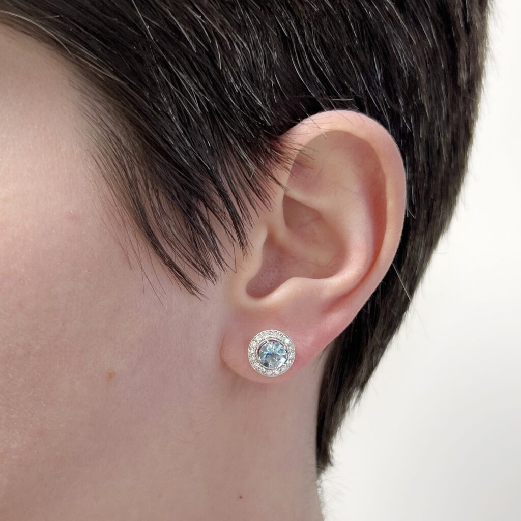 model white gold diamond halo stud enhancer jackets
