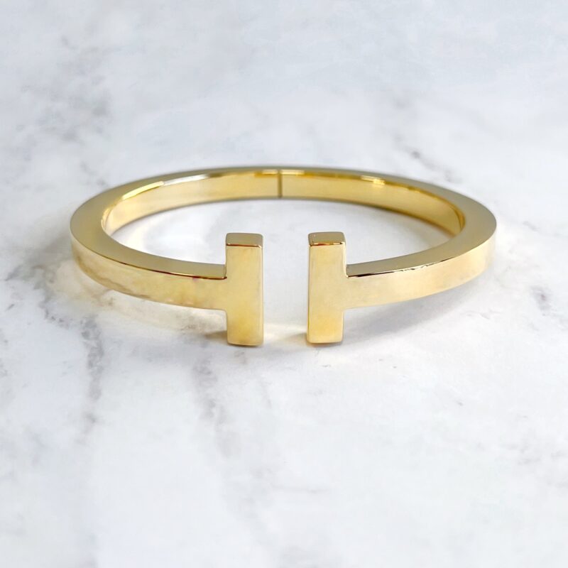 Tiffany & Co 18k yellow gold T cuff bracelet