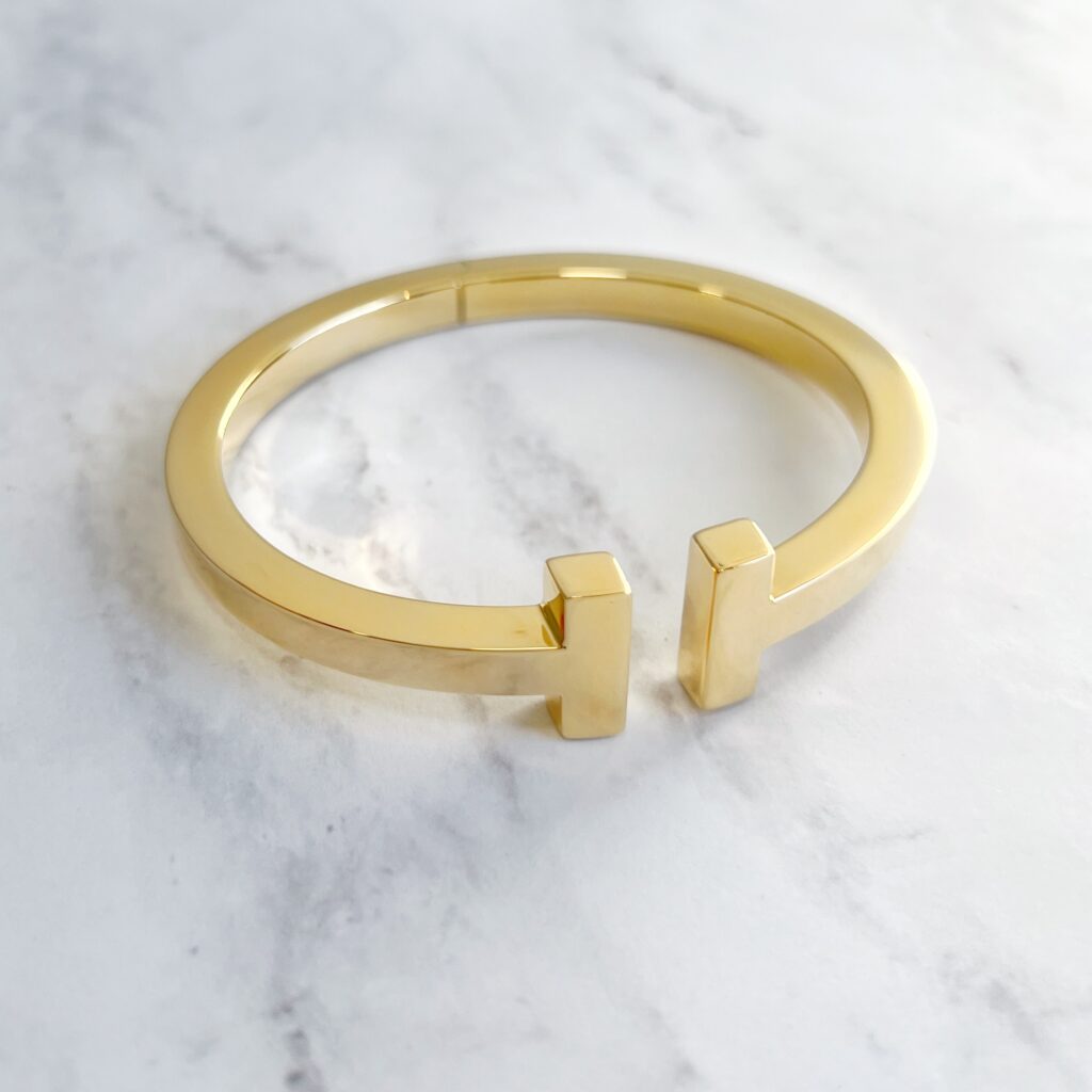 Tiffany & Co 18k yellow gold T cuff bracelet