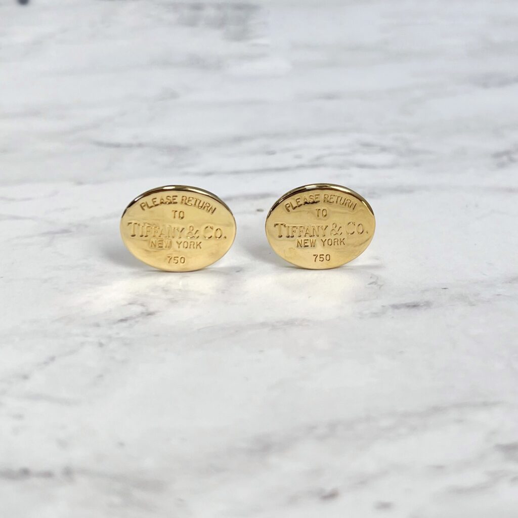 Tiffany & Co 18k yellow gold logo cufflinks