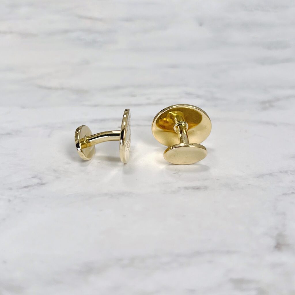 Tiffany & Co 18k yellow gold logo cufflinks